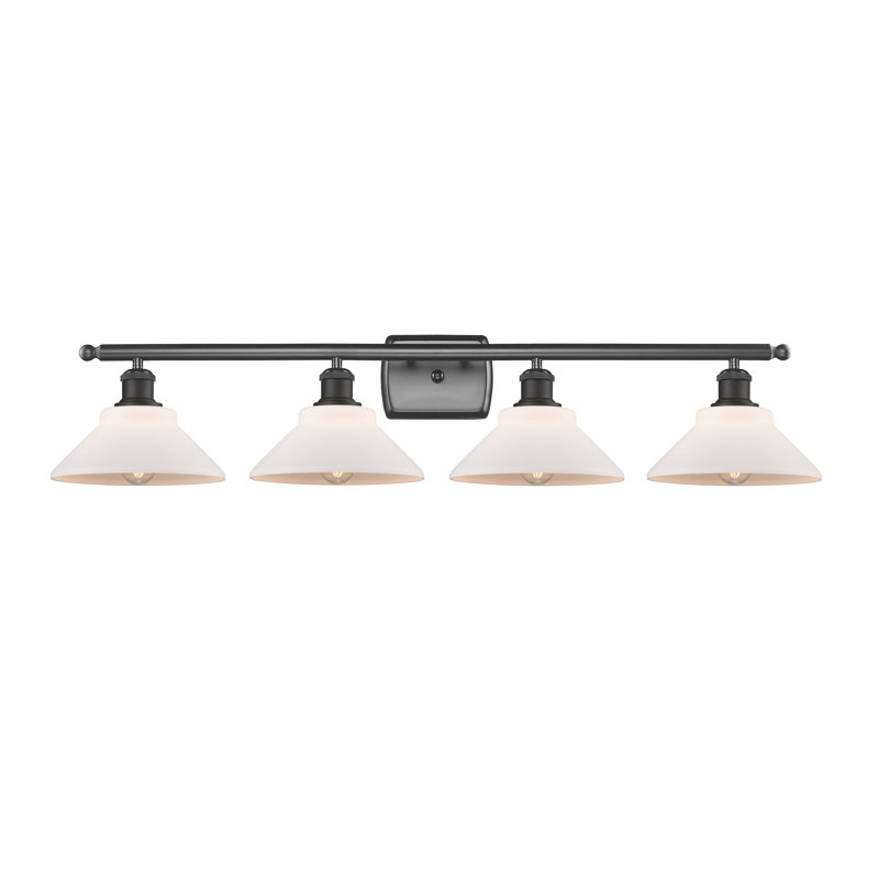Éclairage pour salle de bain à 4 lumières à intensité variable Newton St Loe, Blanc mat, Bronze huilé