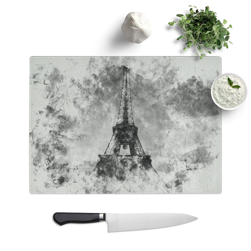 Eiffel Tower Vol.3 Watercolour Chopping Board, 0.4cm H x 28.5cm W x 39cm L