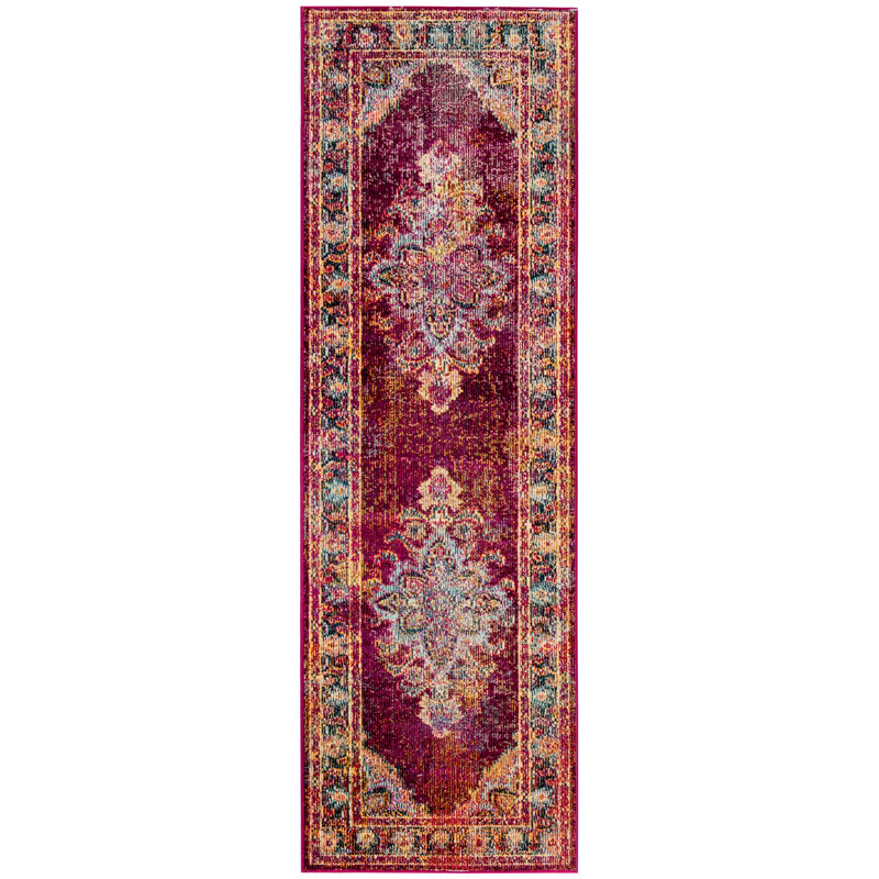 Mabel Oriental Ruby/Navy Area Rug, Runner 2'2" x 7'
