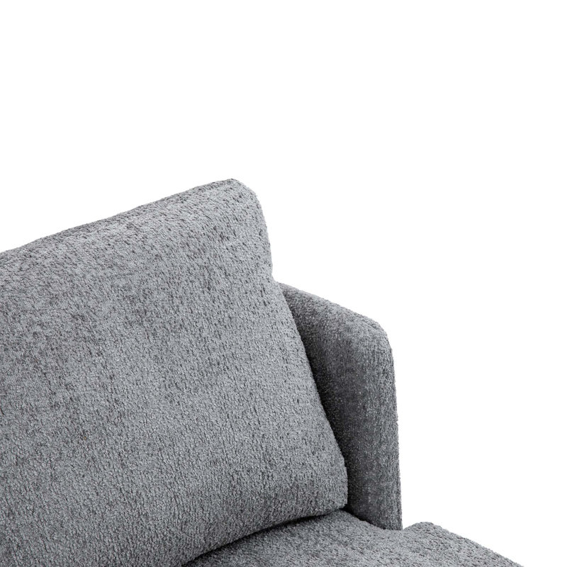 Upholstered Barrel Chair, Gray Boucle