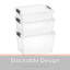  Bacs de rangement transparents avec couvercle, boîte de rangement en plastique pour la maison, paquet de 3, 22,7 pte, 44 pte et 49 pte
