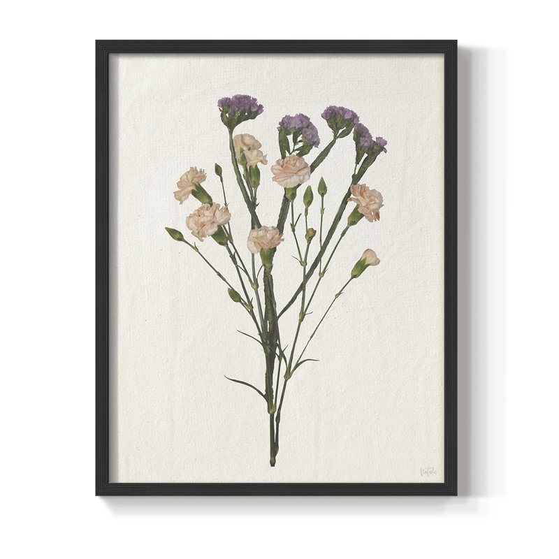 «Organic Floral III», reproduction encadrée - bois massif, H 15 po x l 12 po, Noir, noir, noir, noir