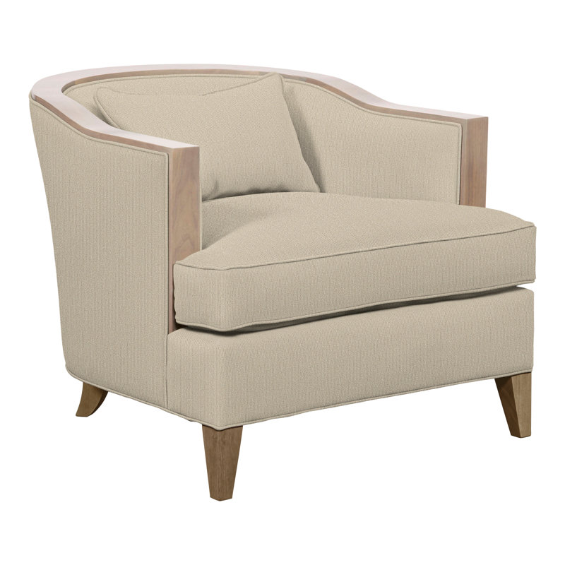 Thom Filicia Home Upholstered Barrel Chair, Hampton, Tuck Linen Polyester Blend