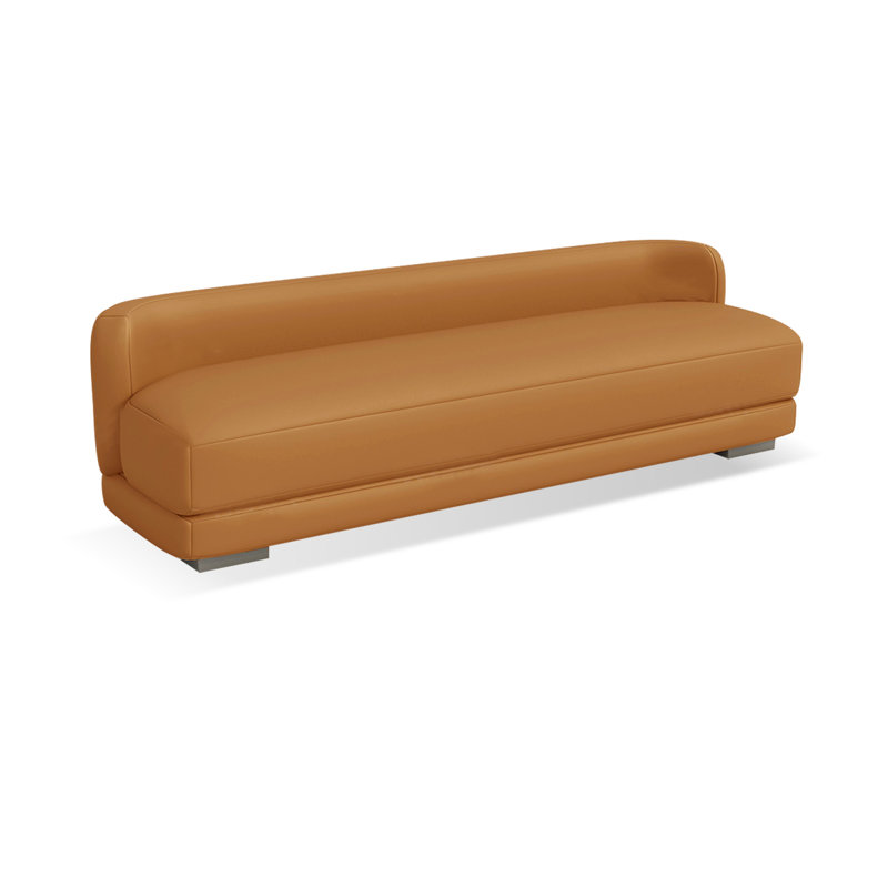 Brown Upholstered Bench, 21.65" H x 78.74" W x 19.69" D
