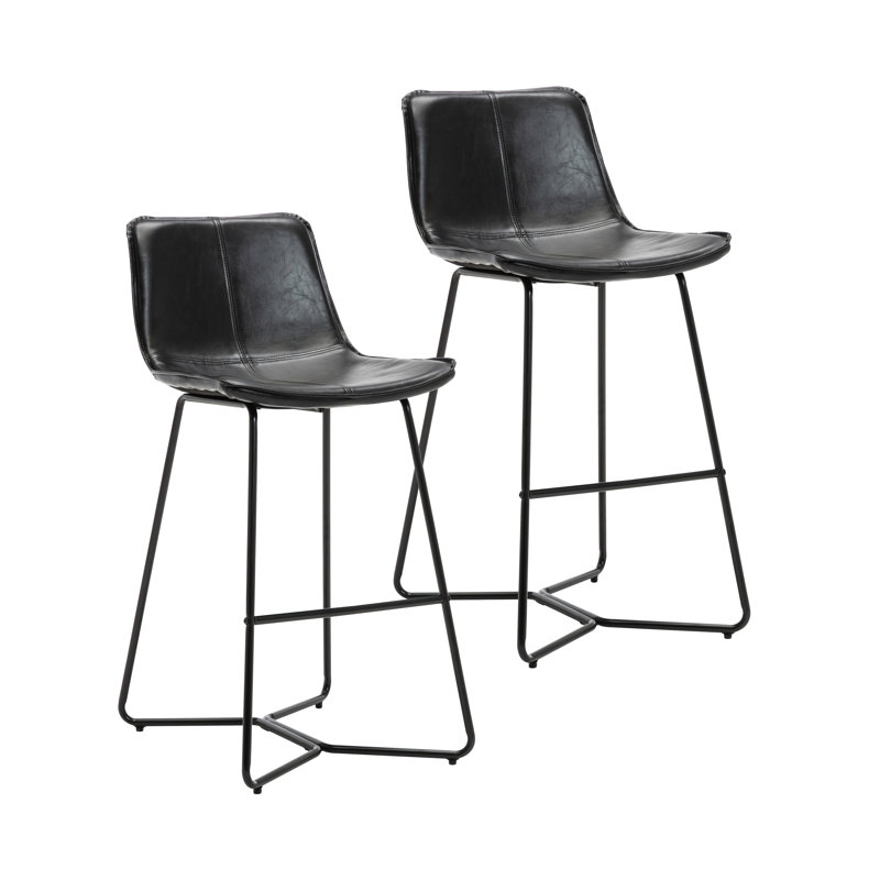 Tabouret de bar Avri, Tabouret de comptoir (siège d'une hauteur de 27 p, Noir