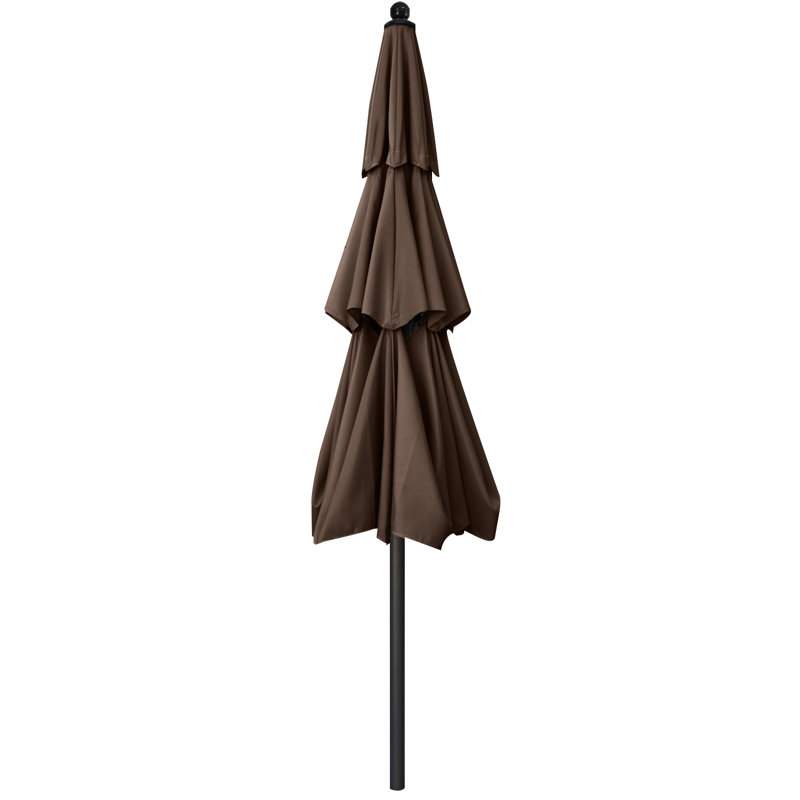 Parasols de patio à 3 niveaux Miqdad par Arlmont & Co., H 96,5 po x l 118,1 po x P 118,1 po, Brun