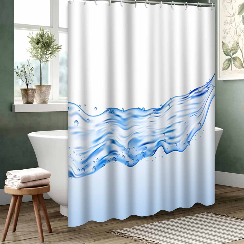 Rideau de douche bleu imperméable, rideaux de douche pour la salle de bain avec 12 crochets, L 72 po x l 72 po