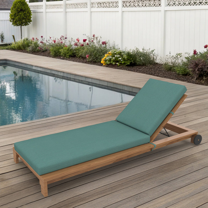 Amala Sunbrella® Outdoor Chaise Lounge Cushion, 22" x 24"/24.5" x 52.5", Cast Breeze Sunbrella® Plainweave