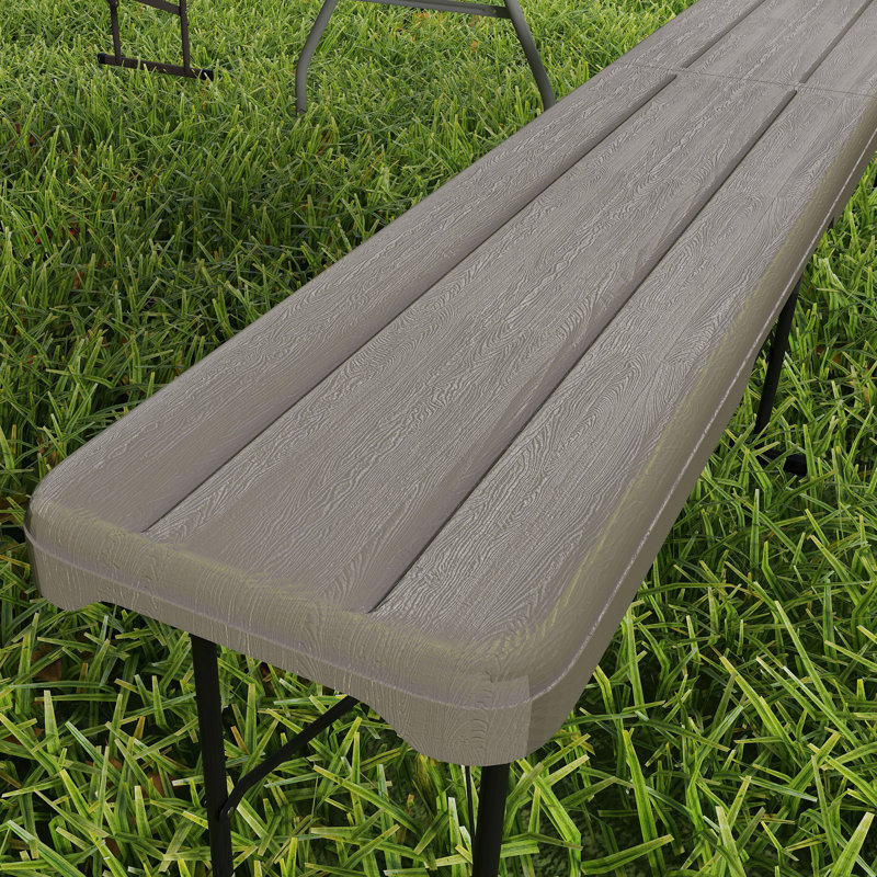 Banc pliable en plastique de 6 pi, siège portatif, brun vieilli