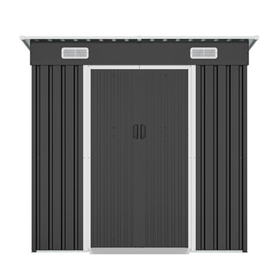6x4ft Metal Shed, Sliding‑Door Outdoor Storage Building with Ventilation Vents & Threshold,Galvanized Steel Shed for Garden