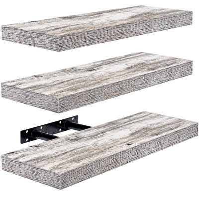 Sorbus 16" Long Floating Shelves with Invisible Mounting - Set of 3, White