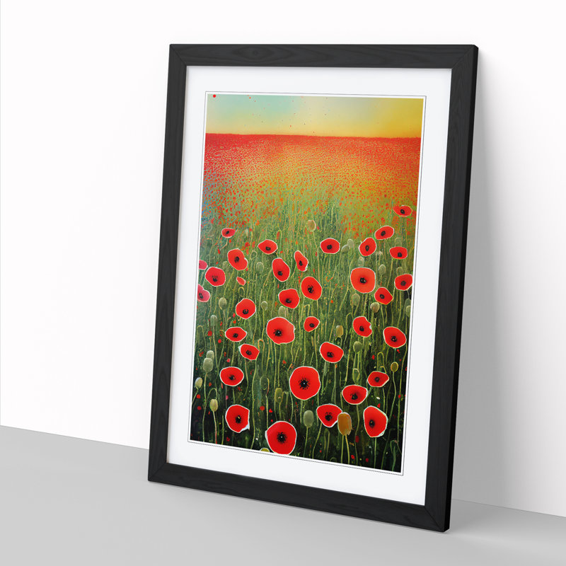 Lidea Poppy Field Paint Splatter Vol.2 - Picture Frame Print, Black, 64cm H x 46cm W