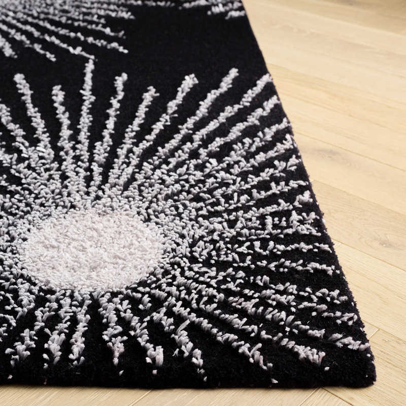 Tapis noir en laine touffeté à la main Amier, Rectangle 6 pi x 9 pi