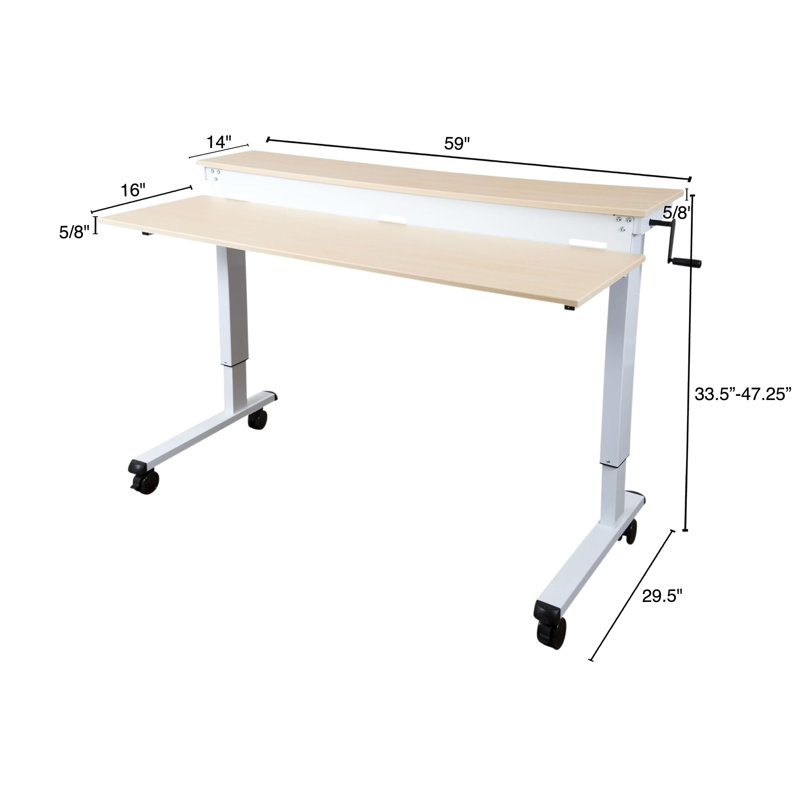 Bureau debout à hauteur ajustable Selinger, Bouleau / Blanc, H 33,5 po x l 59 po x P 29,5 po