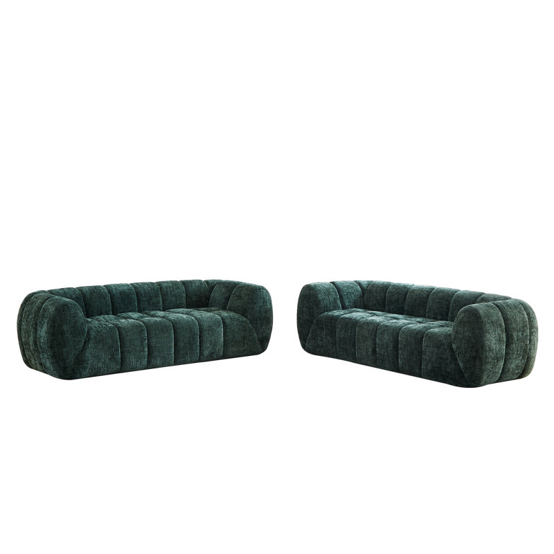 Canapé confortable en chenille, design moderne vert pour les salons