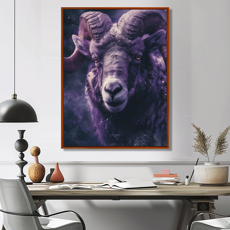 Astrologie mauve, audace astrale bélier - astronomie bélier, art mural, Cadre photo noir, H 34 po x l 44 po