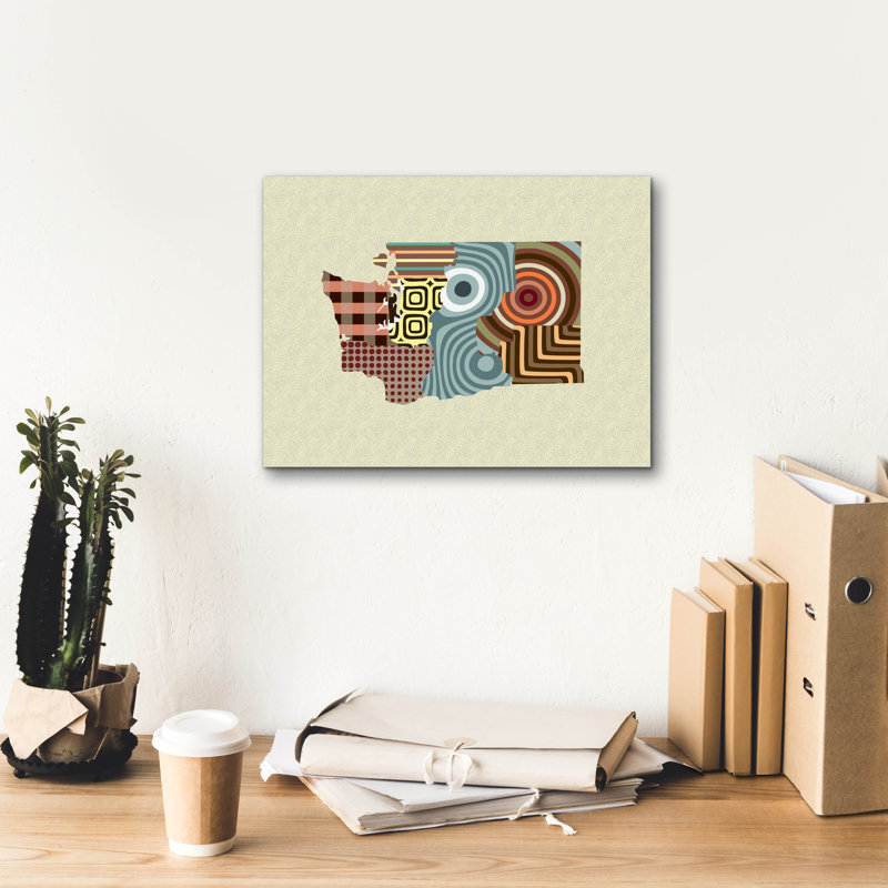 «Washington State Map» par Lanre Adefioyue, H 12 po x l 16 po x P 0,75 po