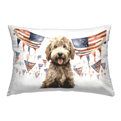 Coussin Patriotic Pup with Flags