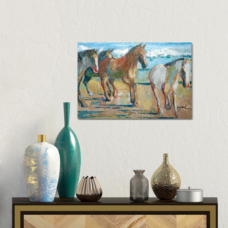 Caballos En La Playa by Suzanne Wilkins - Gallery-Wrapped Canvas Giclée on Canvas, Wrapped Canvas, 30.48 cm H x 45.72 cm W