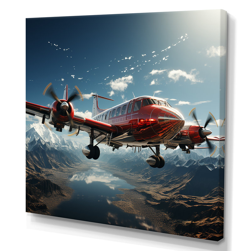 «In Flight Jet Plane Horizons» sur impression sur toile, Toile tendue, H 30 po x l 30 po x P 1 po