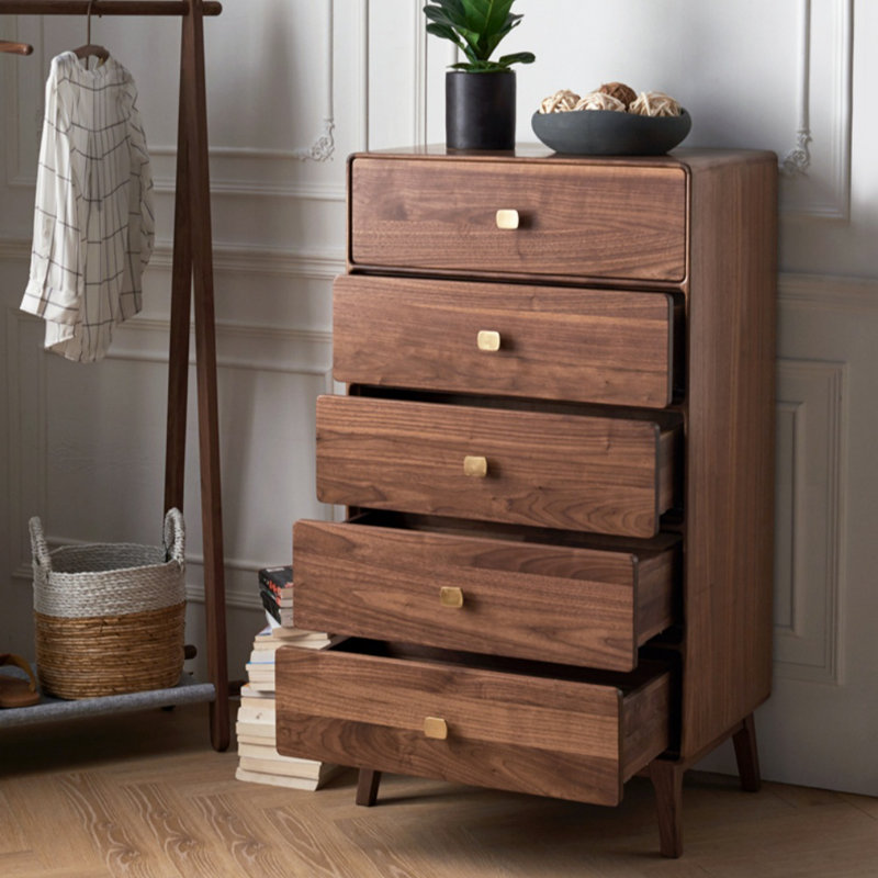 Armoire d'entrée simple en noyer noir pour chambre à coucher