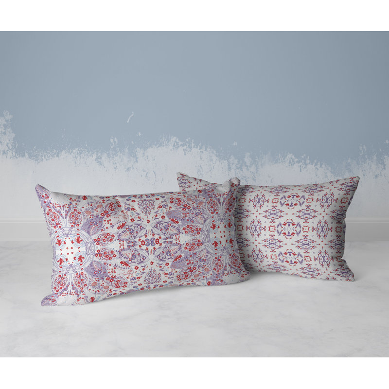 Floral Viceroy  Rectangular Throw Pillow, Red/Purple