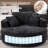 55" Barrel Accent Swivel Upholstered Chair – Compression-Waffle Chenille-1472487680
