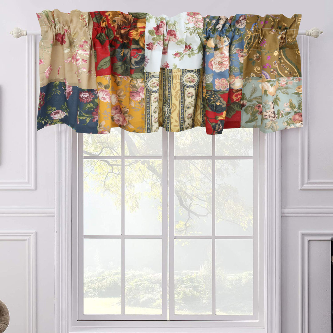 Enrica Cotton Blend Paisley Tailored Window Valance Canora Grey