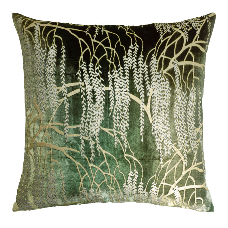 Metallic Square Velvet Pillow Cover & Insert, 18" x 18", Evergreen