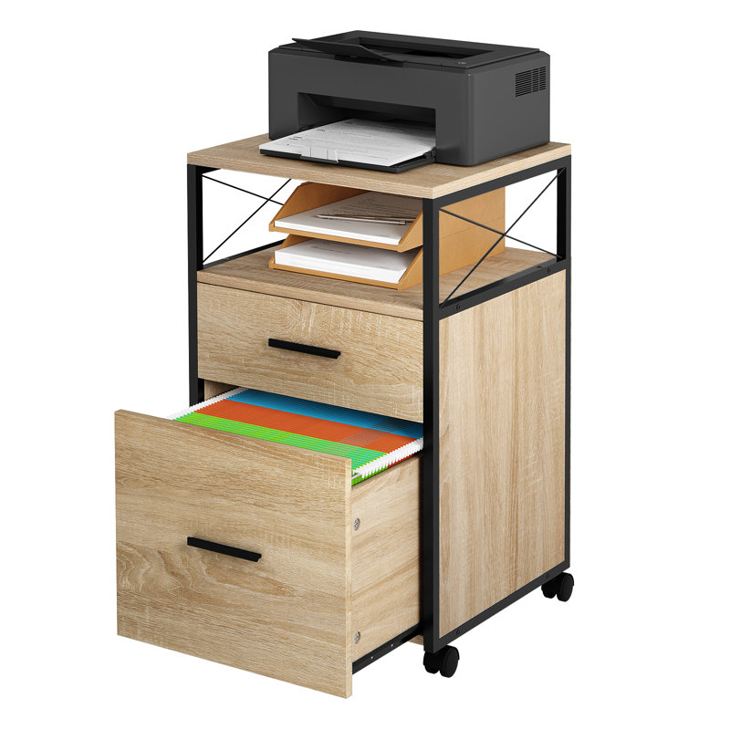 Nisaiah 40cm Wide 2 -Drawer Mobile File Cabinet, Light Woodlook