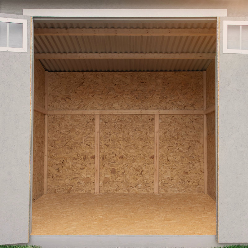 Highland 6' x 8' Beige Wooden Storage Shed with Windows