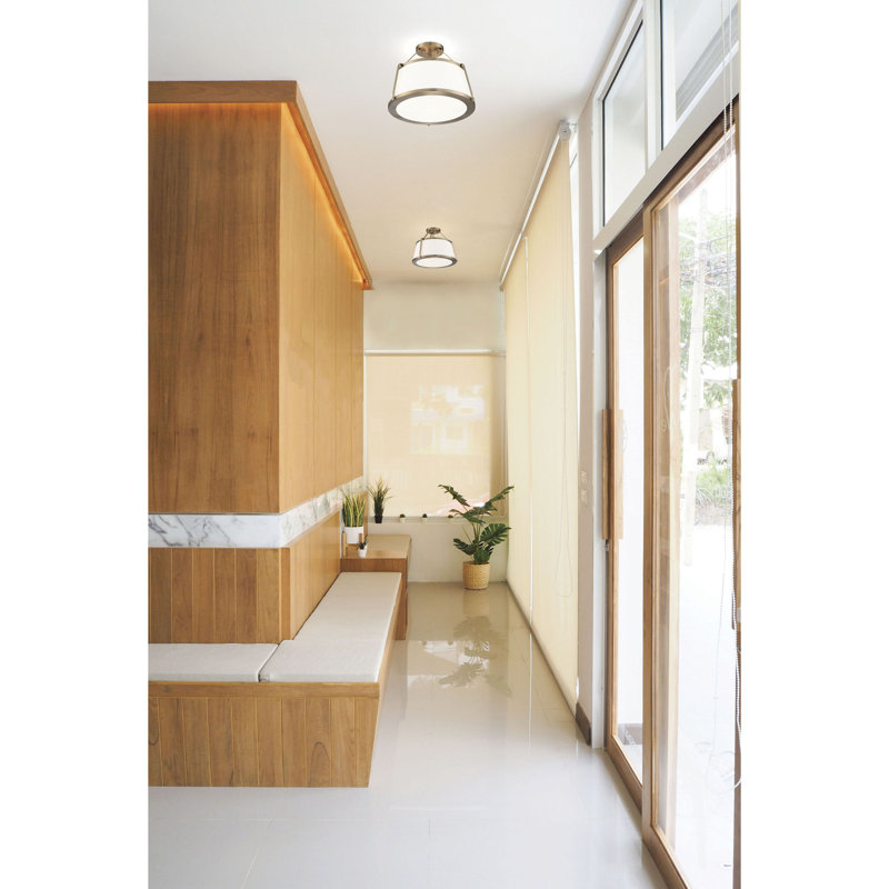 Plafonnier semi-encastré 3 lumières 15,5 po Vonnie, Laiton bruni