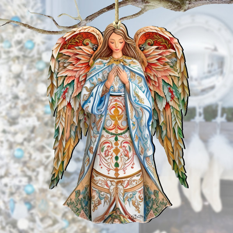 Élégant ornement en bois «Angel of Hope» par G. DeBrekht