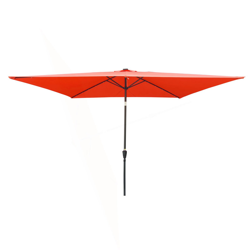 10 X 6.5T Rectangular Patio Solar LED Lighted Outdoor Umbrellas With Crank And Push Button Tilt For Garden Backyard Pool Swimming Pool