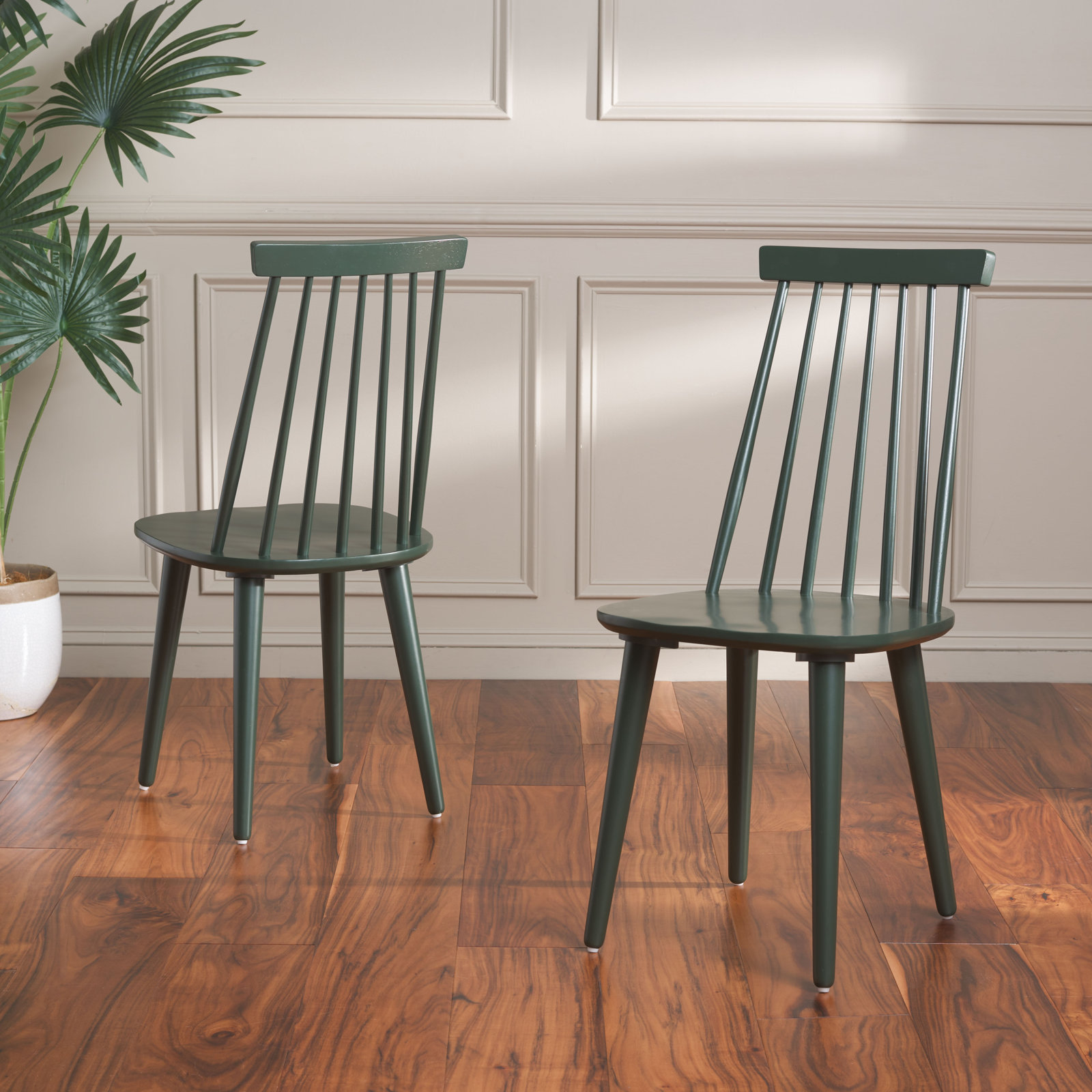 Rolde Solid Wood Side Chair, Garden Green