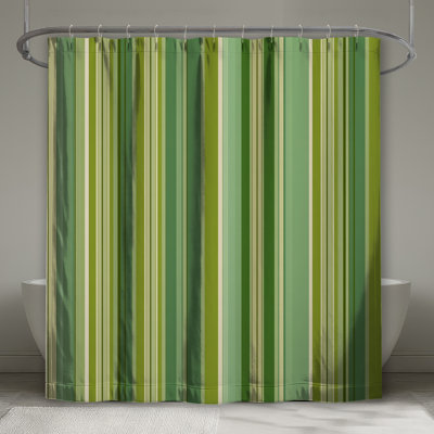 Green Stripes Shower Curtain -  Pattern Bathroom Decor Modern