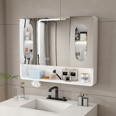 Armoire de toilette murale à miroir avec lumières DEL