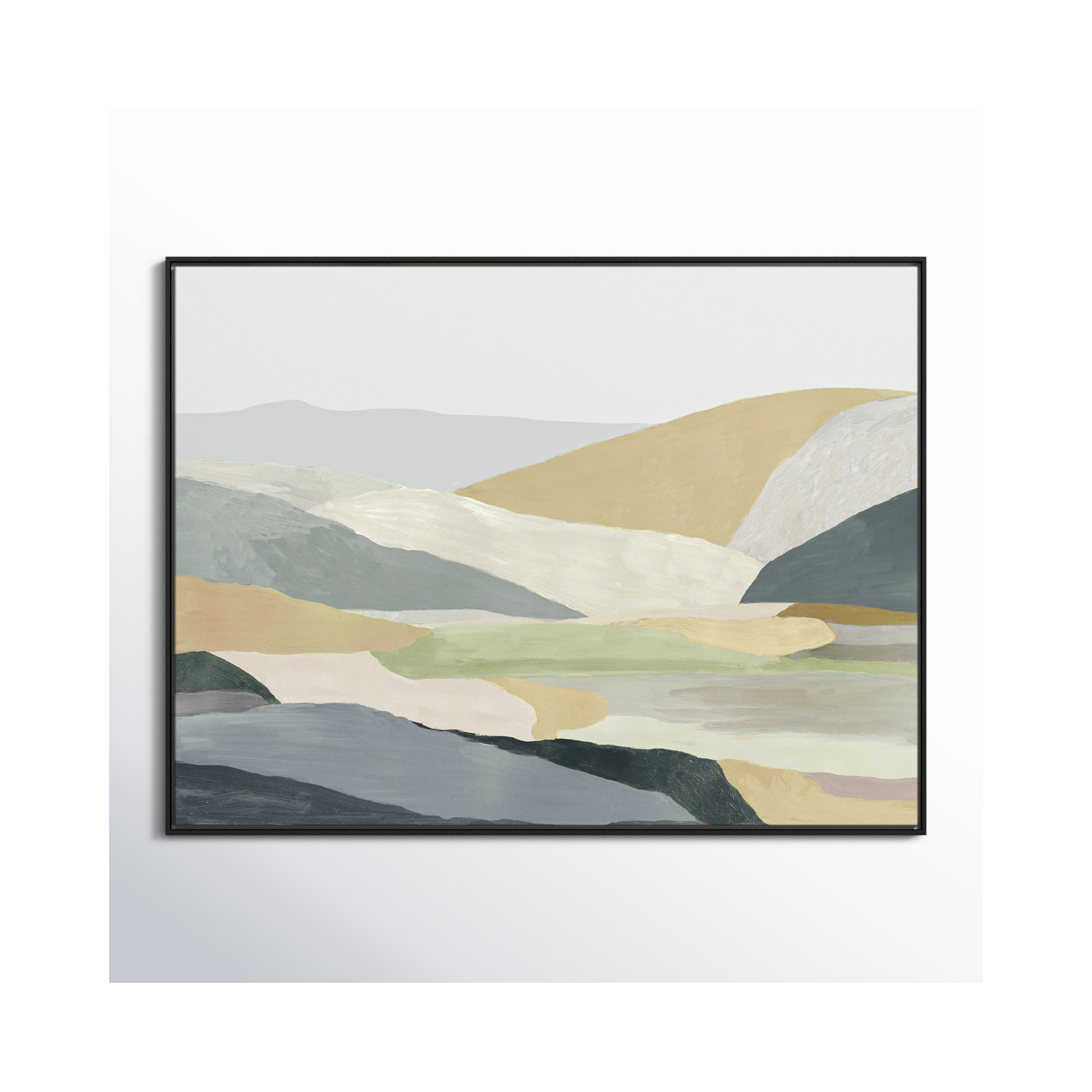 Warm Hills I - Picture Frame Painting Print on Canvas, 31.5" H x 41.5" W x 2" D, Black Canvas 
