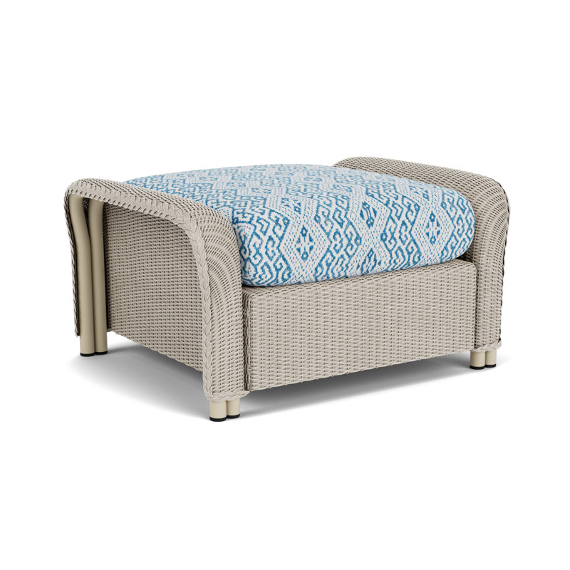 Reflections Outdoor Ottoman, White, Hickory