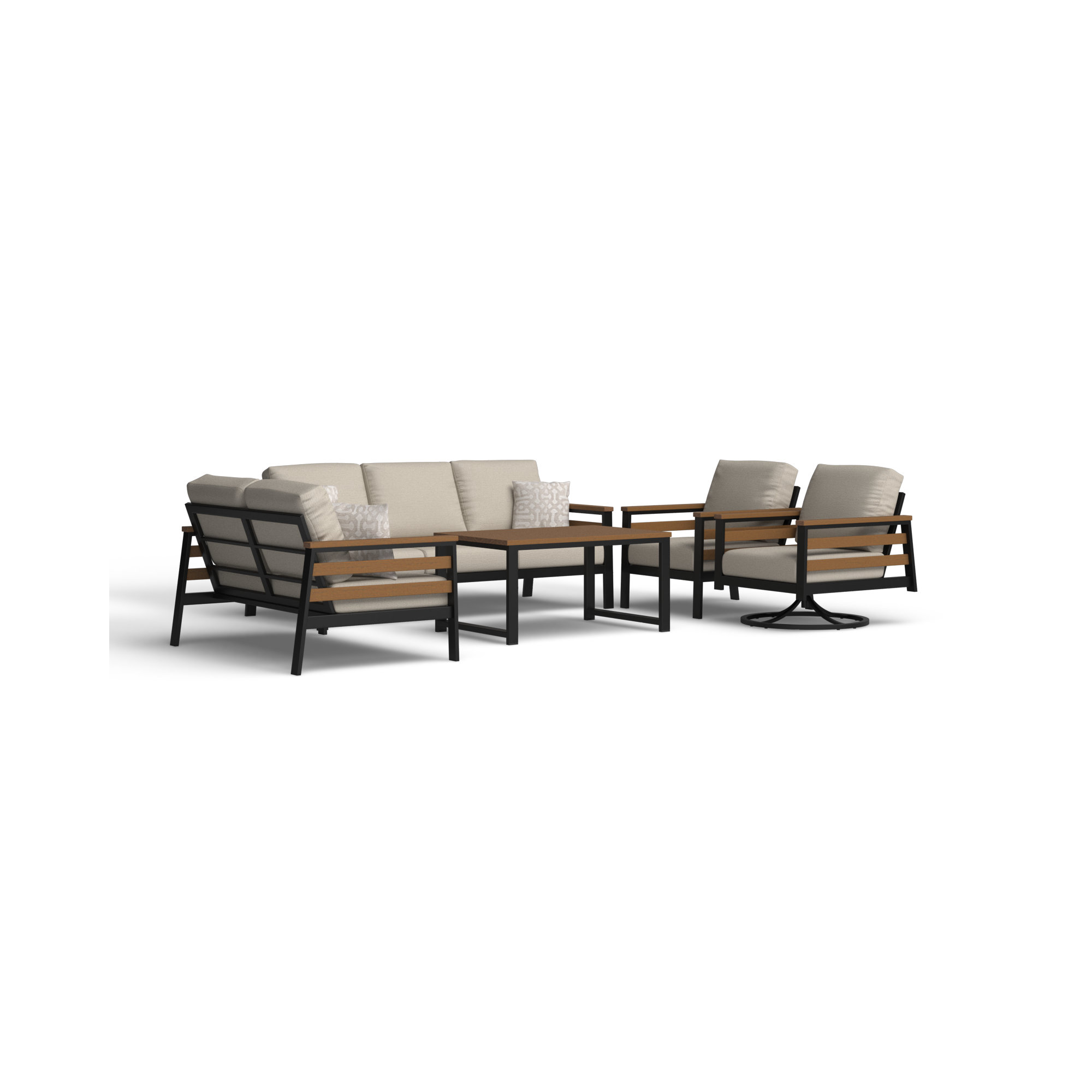Townsend 5 Piece Sofa Seating Group with Sunbrella Cushions, Cast Silver