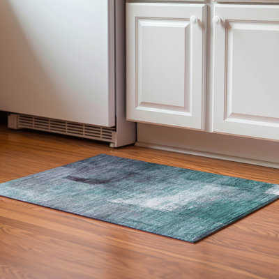 Premium Machine Washable Prisco Teal Rug