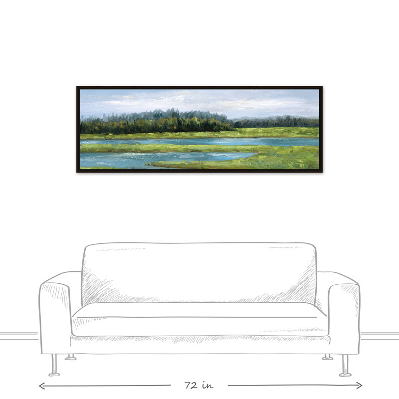 Les zones humides - Peinture, H 21,75 po x l 61,75 po x P 1,75 po, Toile brune avec cadre flottant