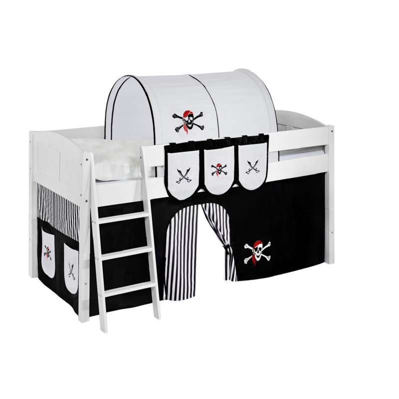 Pirat European Single Mid Sleeper Bed with Curtain