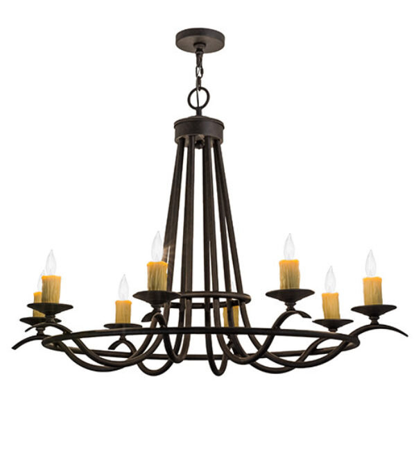 Lustre en roue de chariot à 8 lumières de style bougie Octavia, Fumée, Trompette crème