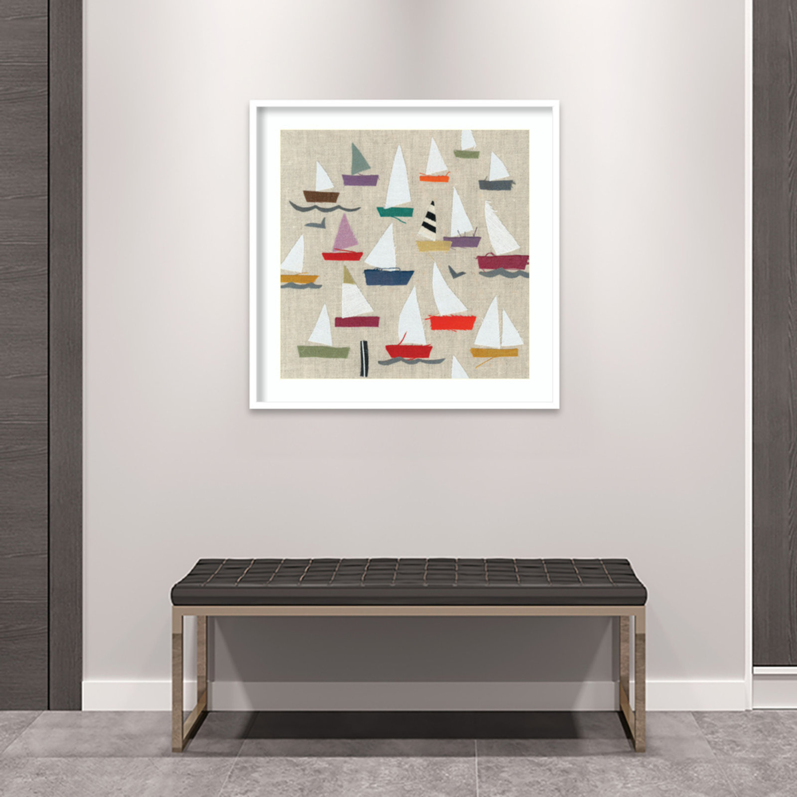 Plain Sailing Print by Jenny Frean, White, 33" H x 33" W x 1" D