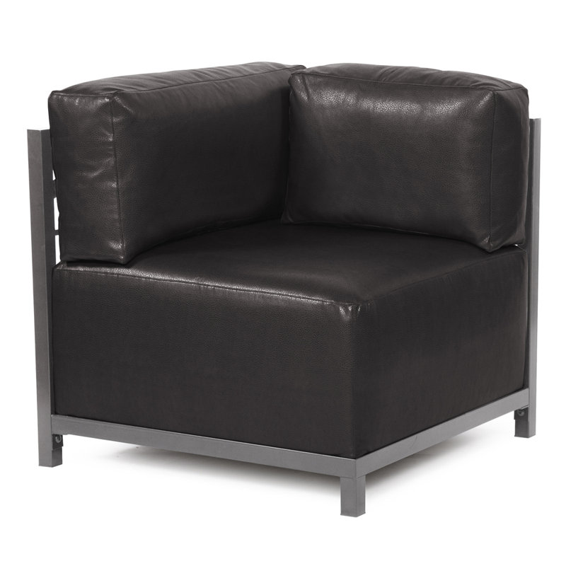 Fauteuil de chambre Woodsen, Titane, Similicuir noir