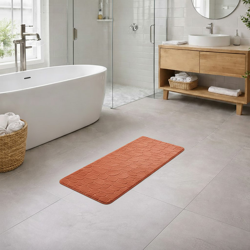 Tapis de couloir Pebble - Mousse à mémoire de forme - L 48 po x l 18 po pour la cuisine, la salle de bain et plus, Orange