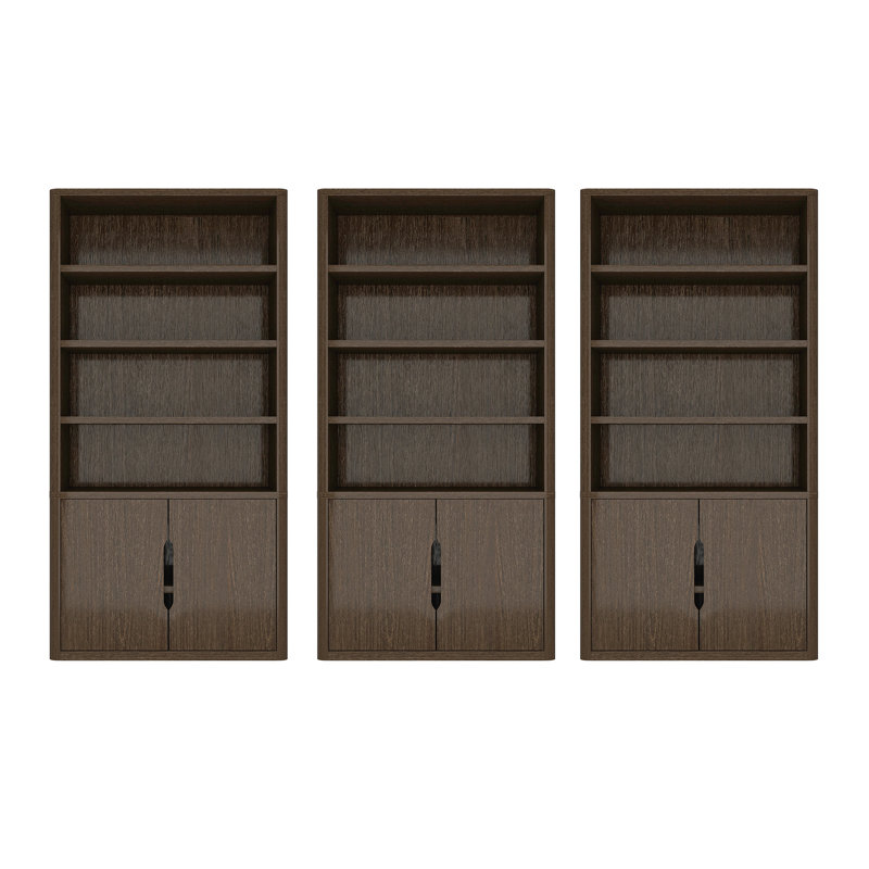 Rivington 79" H x 40.2" W Modern 4-Shelf Bookcase Cabinet in Walnut, Walnut