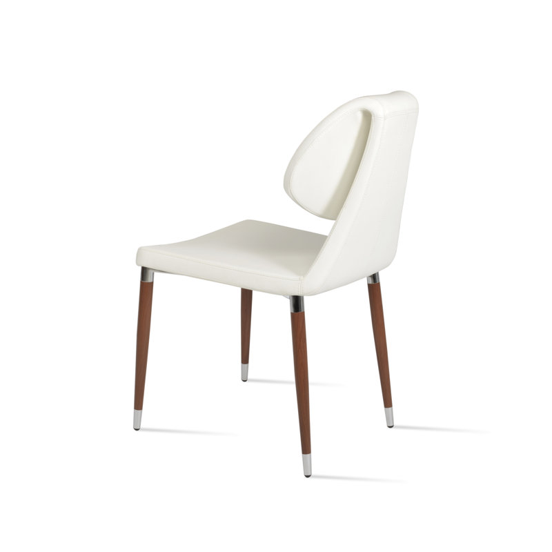 Chaise d'appoint Gakko Ana, Similicuir blanc, Noyer / Chrome