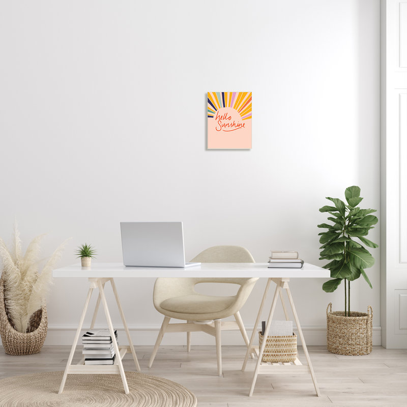 Hello Sunshine - art textuel sur toile, Plaque murale, H 15 po x l 10 po